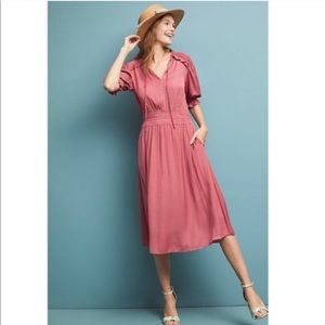 Anthropologie Pink Midi Dress